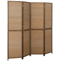 4-Panel Folding Bamboo Room Divider for Privacy, 6 ft Tall Screen, Brown