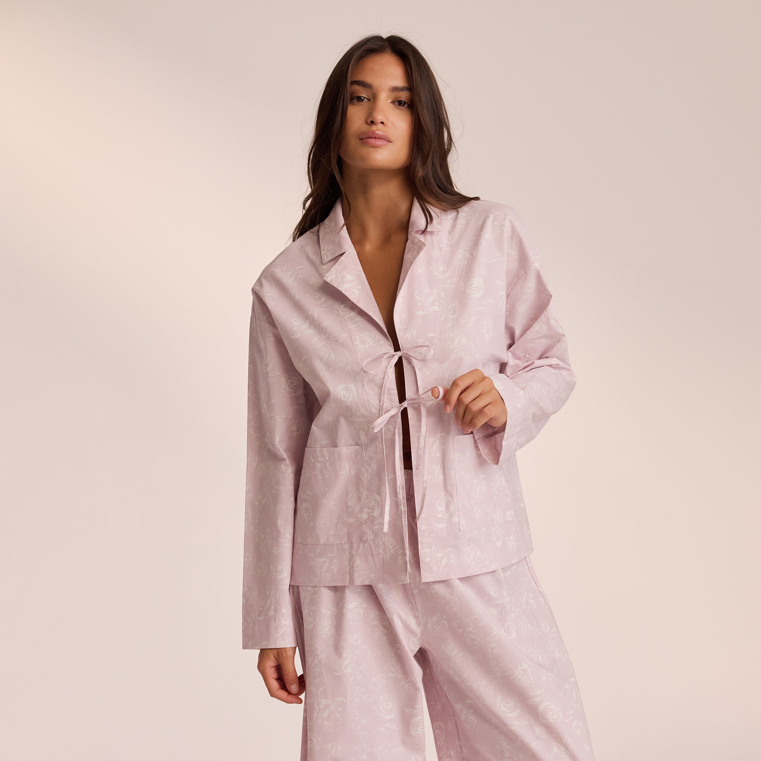Lounge Underwear Cotton Pyjama Shirt - Lilac
