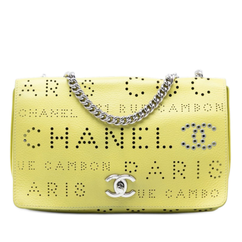Perforated Calfskin Logo Eyelet Flap