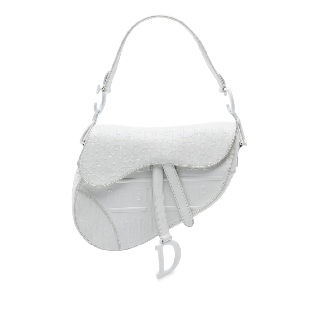 Oblique Embossed Calfskin Saddle Bag
