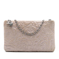 Embossed Metallic Lambskin Camellia Chain Pochette