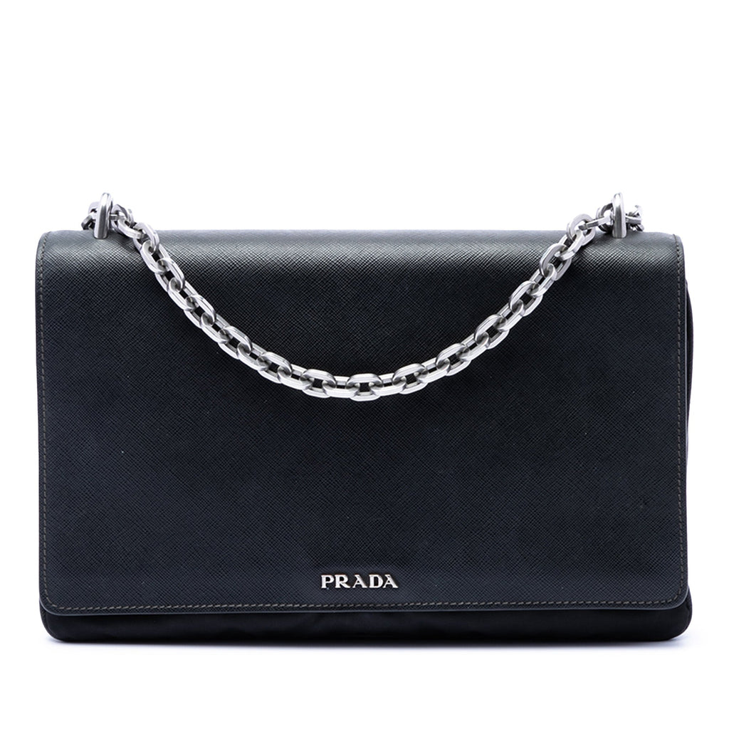 Saffiano Lux and Tessuto Chain Crossbody