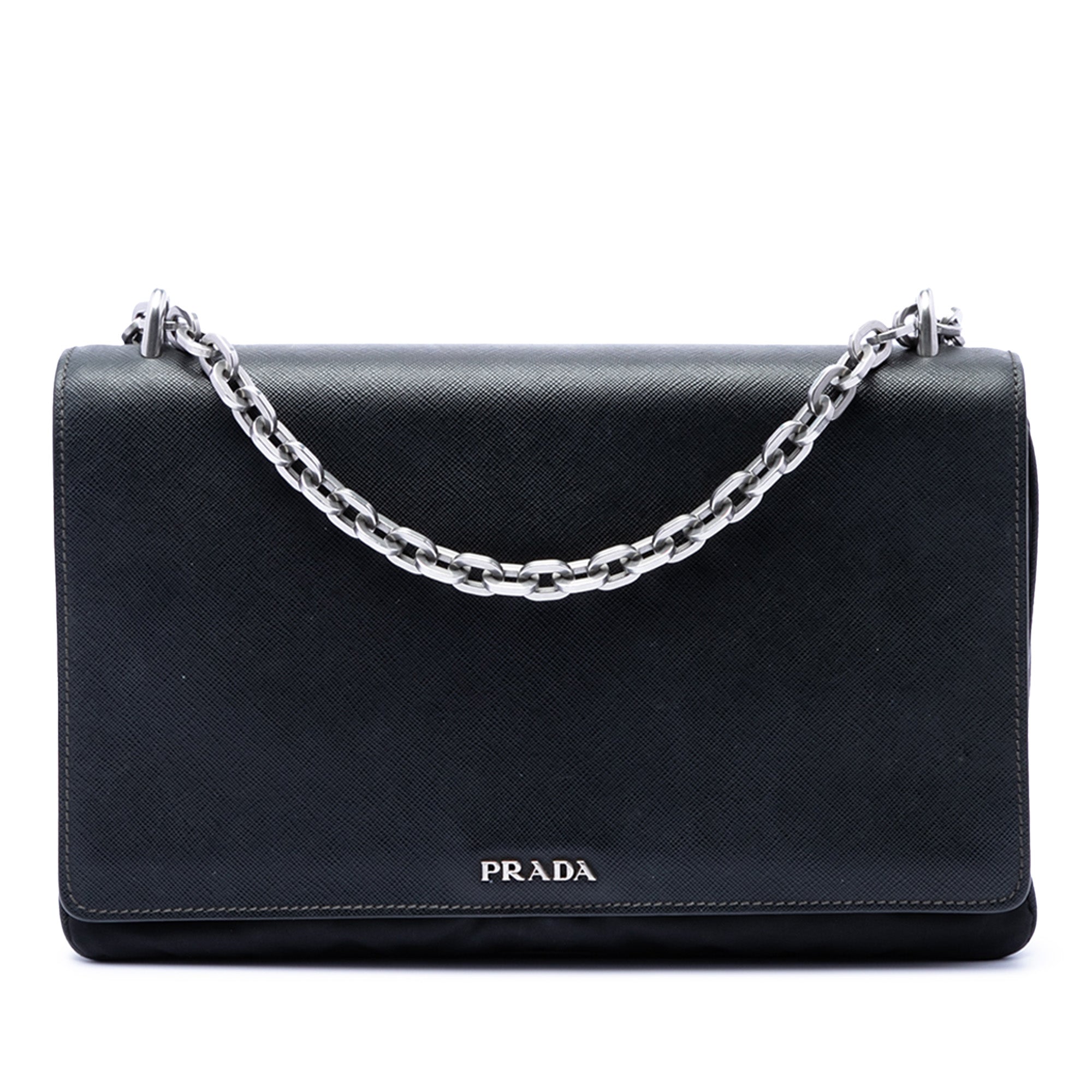 Saffiano Lux and Tessuto Chain Crossbody