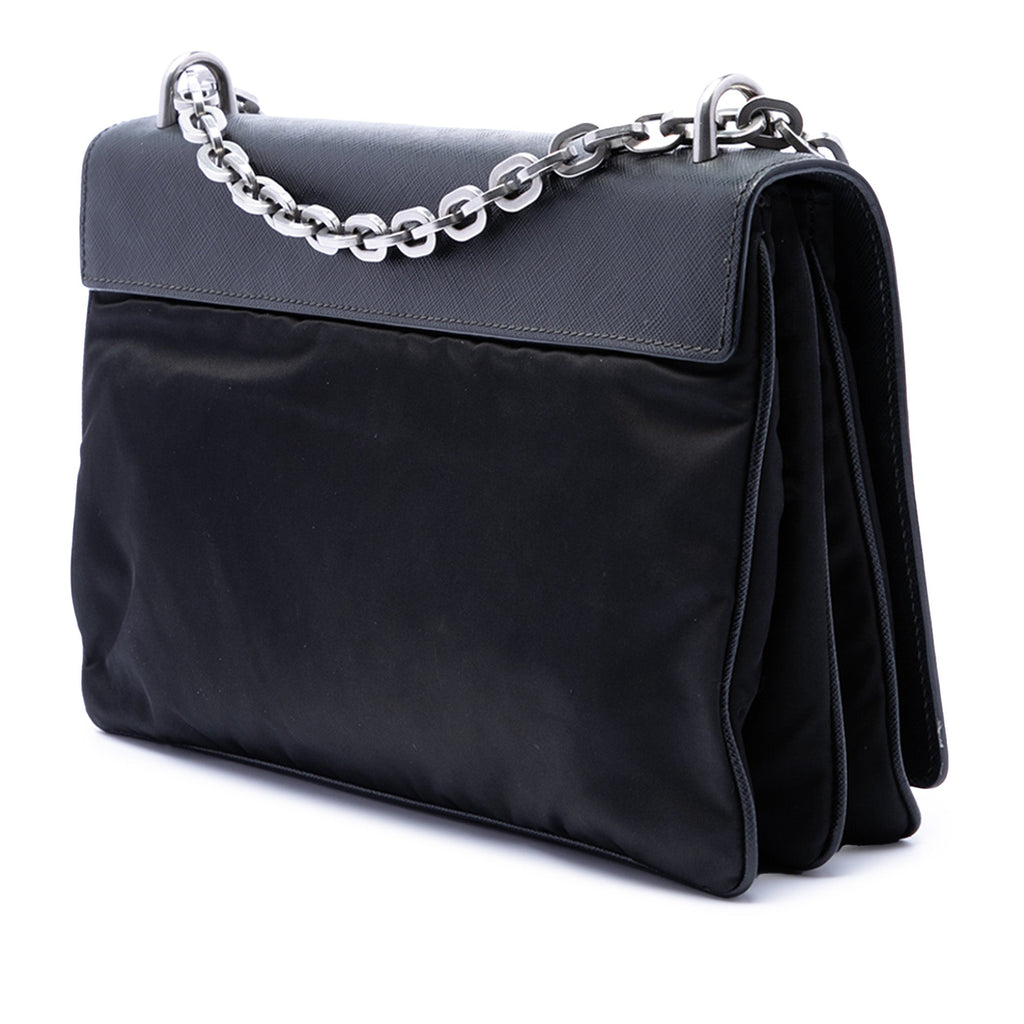 Saffiano Lux and Tessuto Chain Crossbody