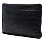 Large CC Quilted Calfskin Camellia Printed O Case Clutch