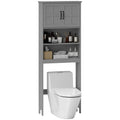Over The Toilet Bathroom Storage Cabinet with Open Shelves & 2-Door Cabinet, Grey