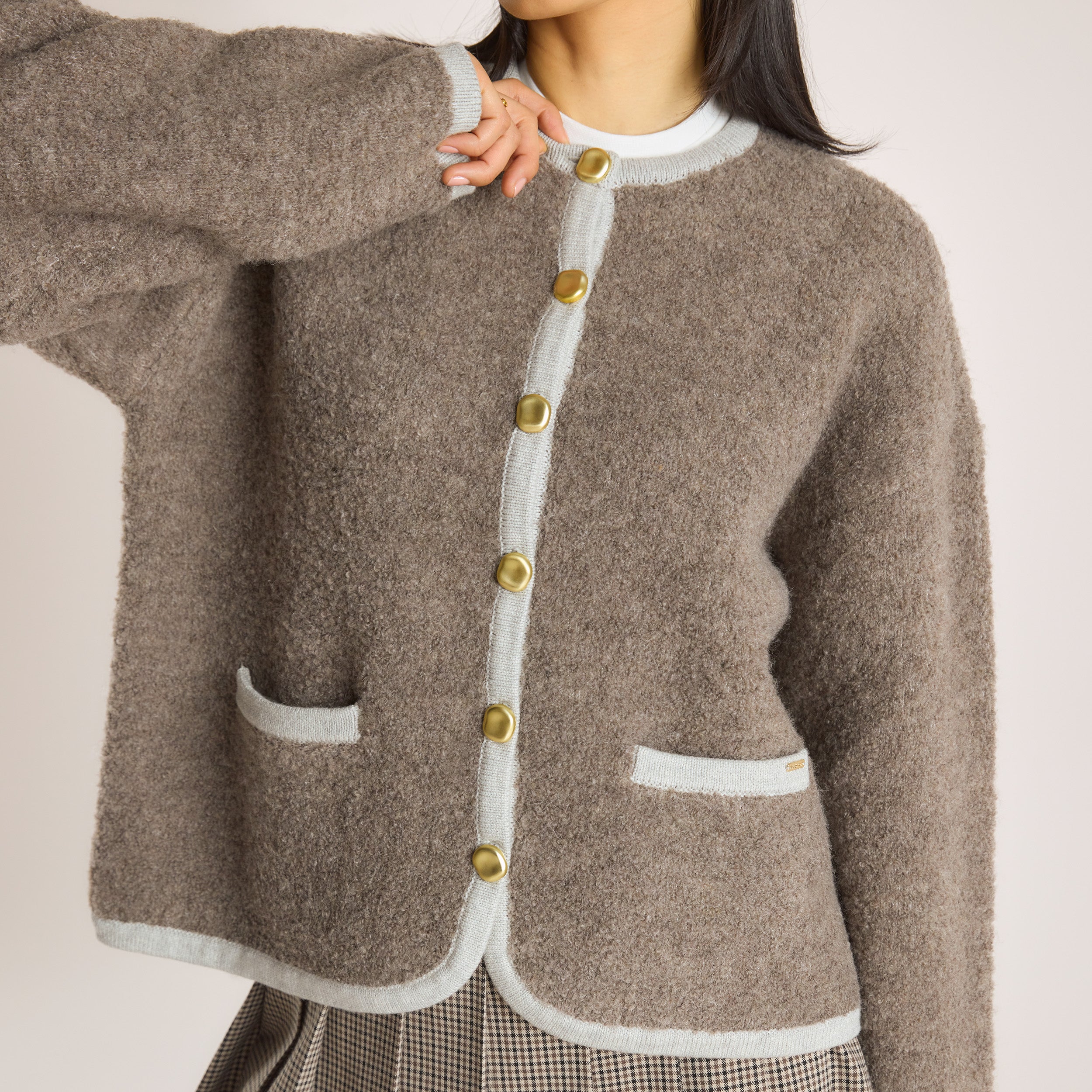 Lounge Underwear Knitted Wool Blend Jacket - Truffle