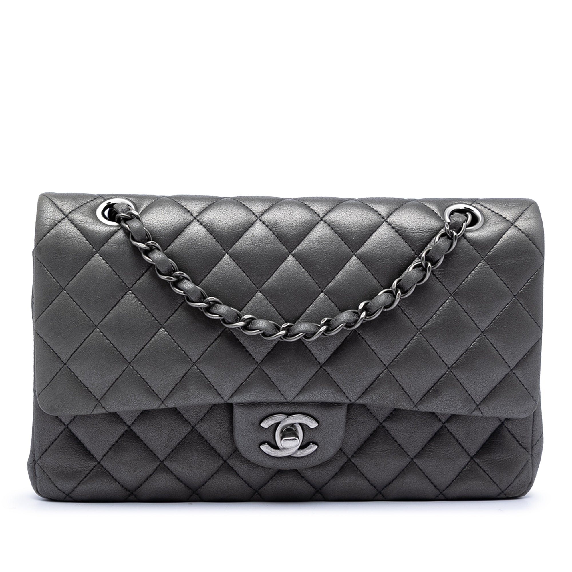 Medium Classic Iridescent Lambskin Double Flap