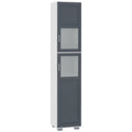 75" Tall Linen Cabinet with 2 Cupboards, Matte Glass Doors and Adjustable Shelves, White
