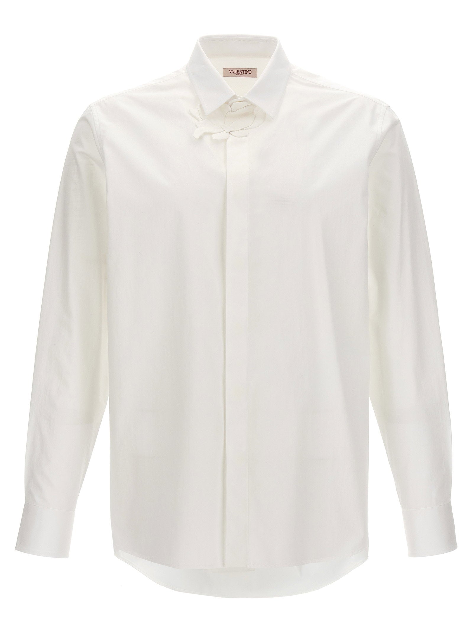 Valentino Garavani Flower Patch Collar Shirt — White
