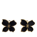 CC Gold Plated Enamel Flower Clip On Earrings