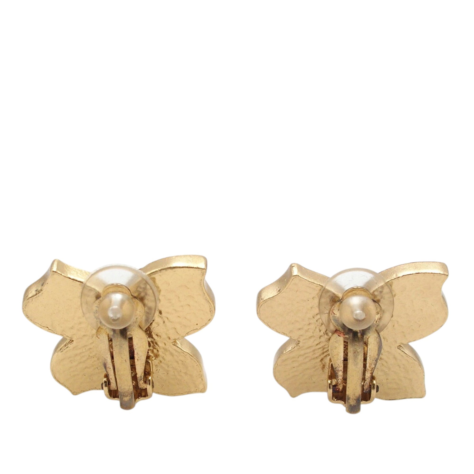 CC Gold Plated Enamel Flower Clip On Earrings