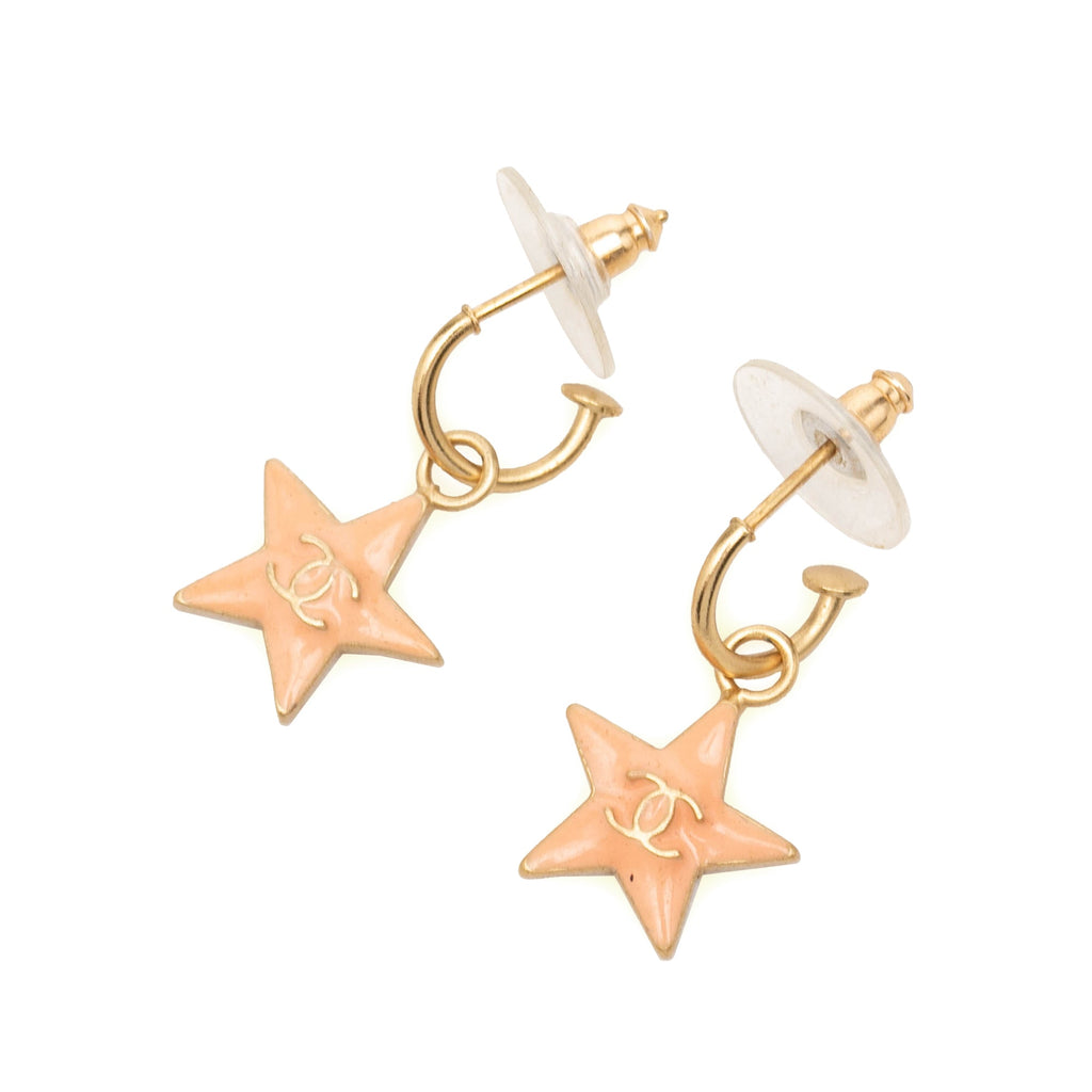 CC Gold Plated Enamel Star Push Back Earrings