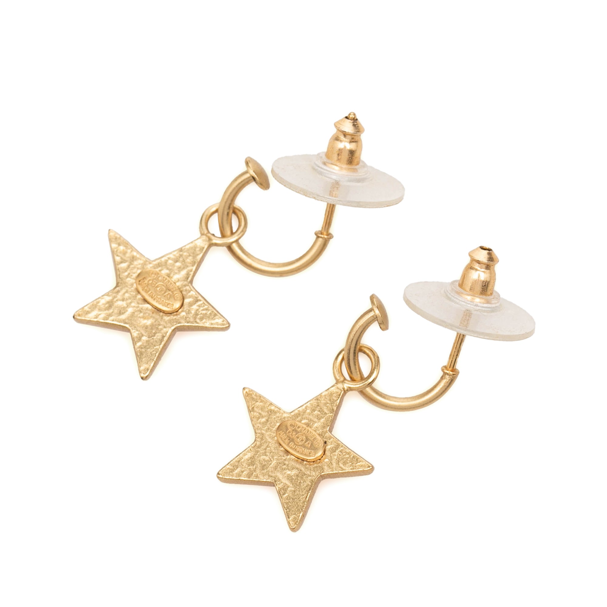 CC Gold Plated Enamel Star Push Back Earrings