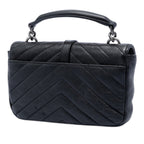 Mini Chevron Sheepskin Monogram College Satchel