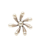 Gold Plated Faux Pearl Flower Brooch