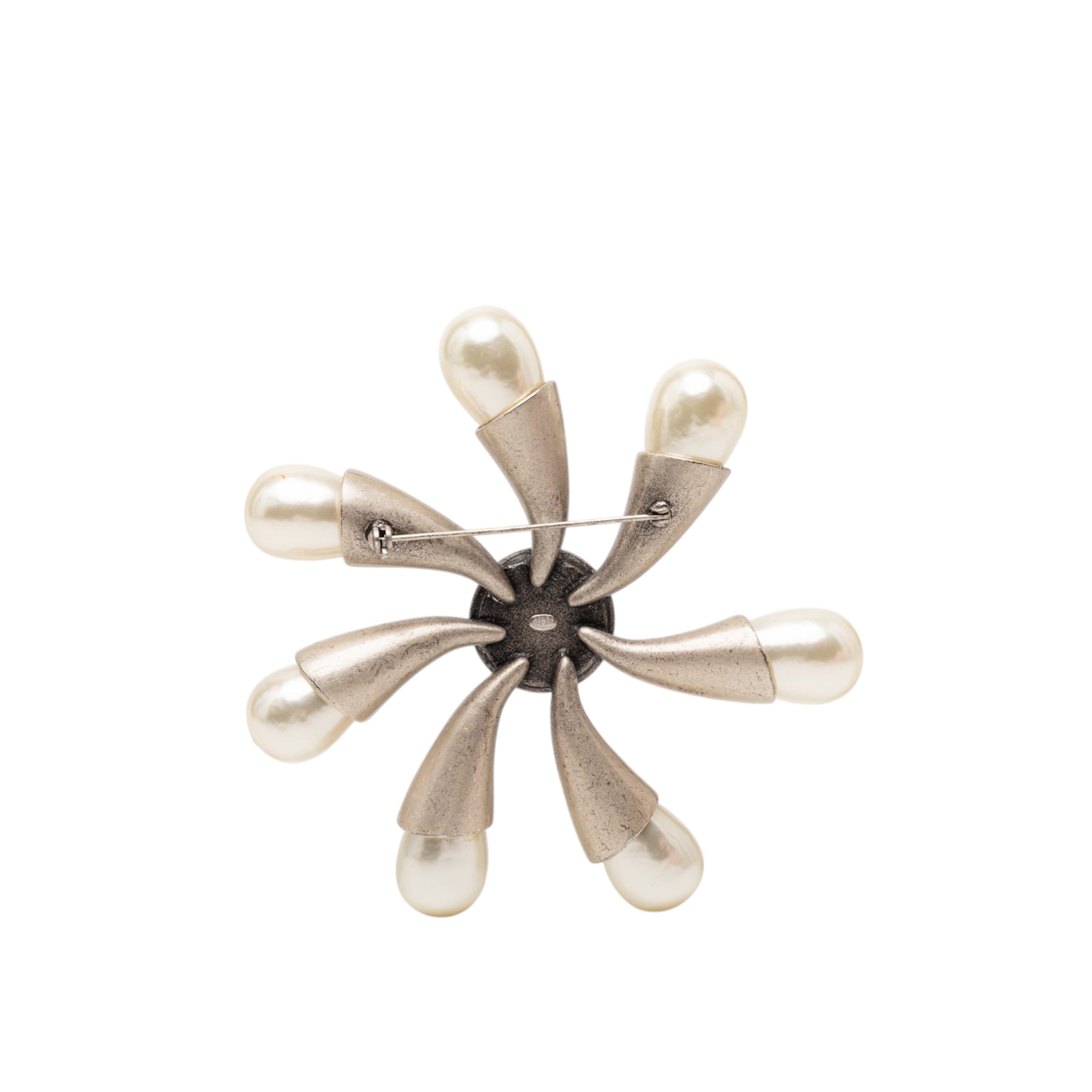 Gold Plated Faux Pearl Flower Brooch