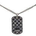 CC Silver Plated Quilted Dog Tag Pendant Necklace