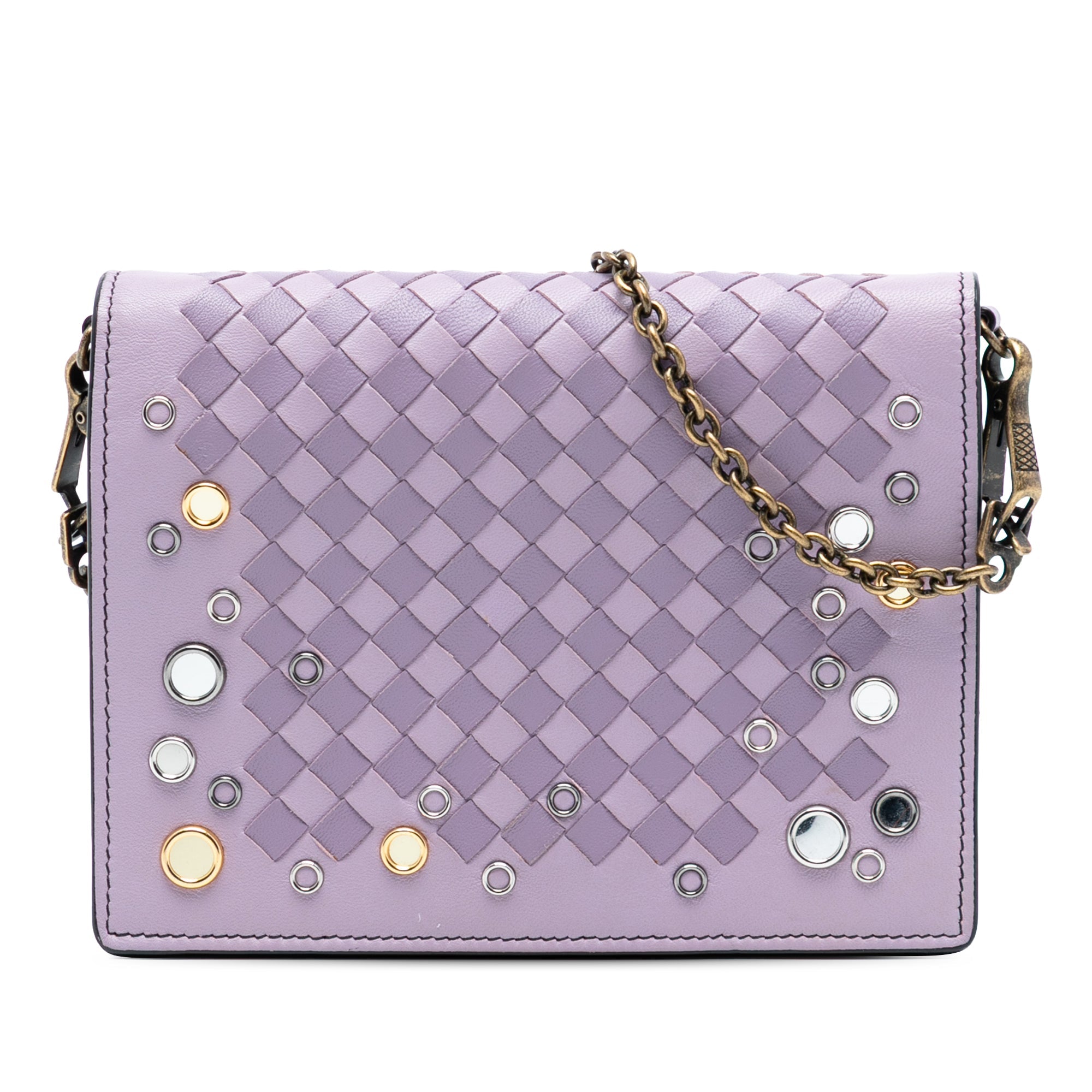 Nappa Intrecciato Studded Wallet on Chain