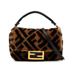 Mini Zucca Shearling Chain Baguette Satchel
