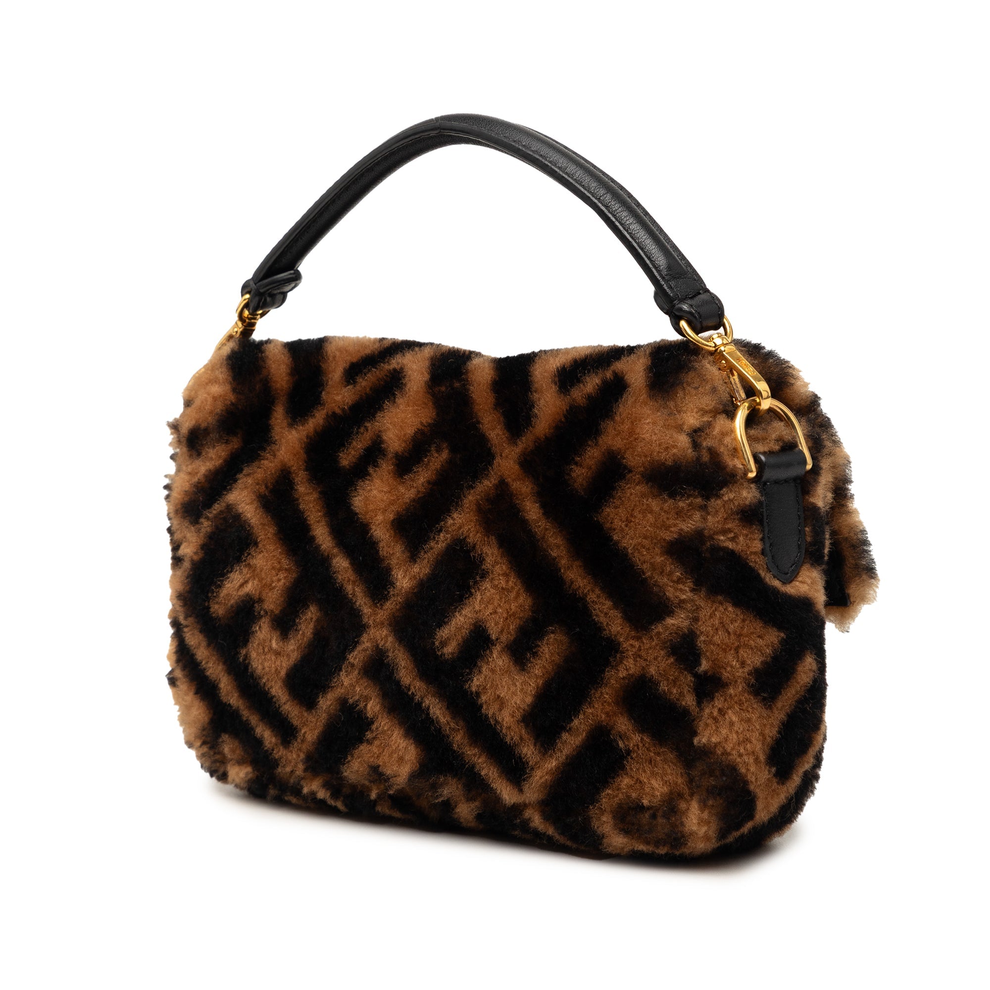 Mini Zucca Shearling Chain Baguette Satchel