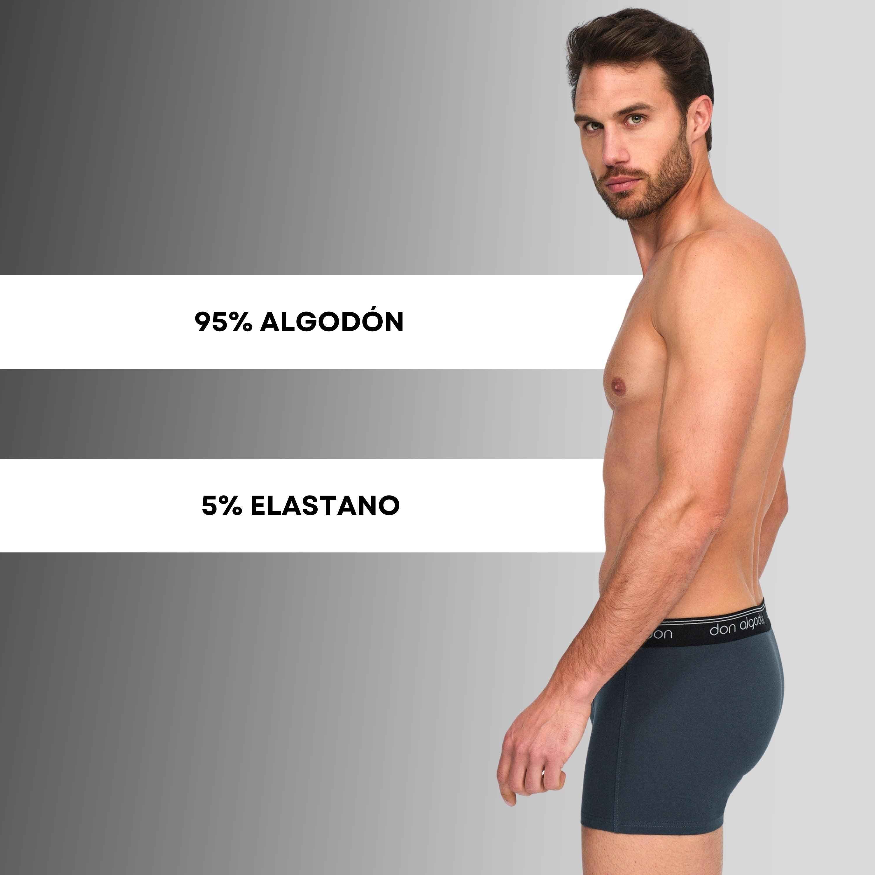 Don Algodon | Pack 6 Boxers Lisos para Hombre | Suaves y Transpirables