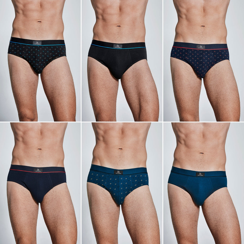 Don Algodon | Pack de 6 Slips Para Hombres Lisos y Estampados | Suaves y Transpirables | 93% Algodon | Para Uso Diario | 5 Tallas Disponibles | Maximo Confort