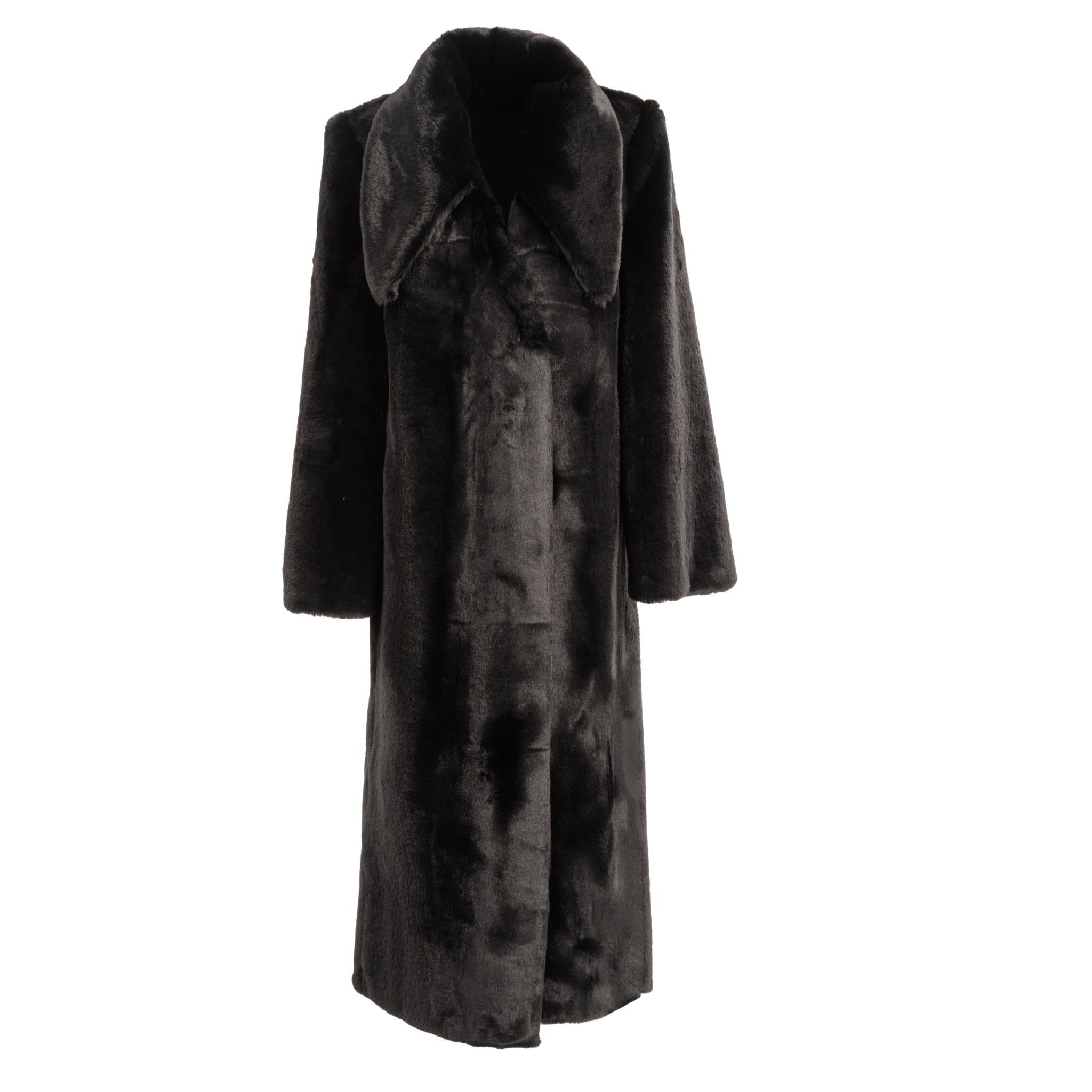 Fur Maxi Coat With Oversized Collar