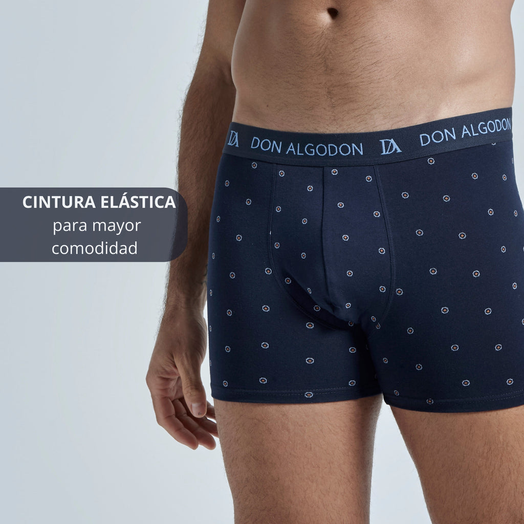 Don Algodon Pack 6 Bóxers Hombre Suaves y Transpirables | 1 Unidad por Color | 3 Estampados y 3 Lisos