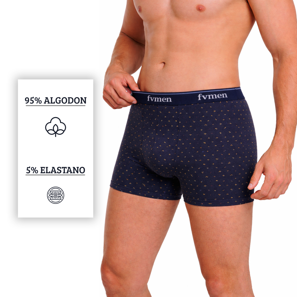 FEVI | Pack 6 Boxers Hombre Algodón | Colores: Negro, Marino y Verde | Ideales para Uso Diario