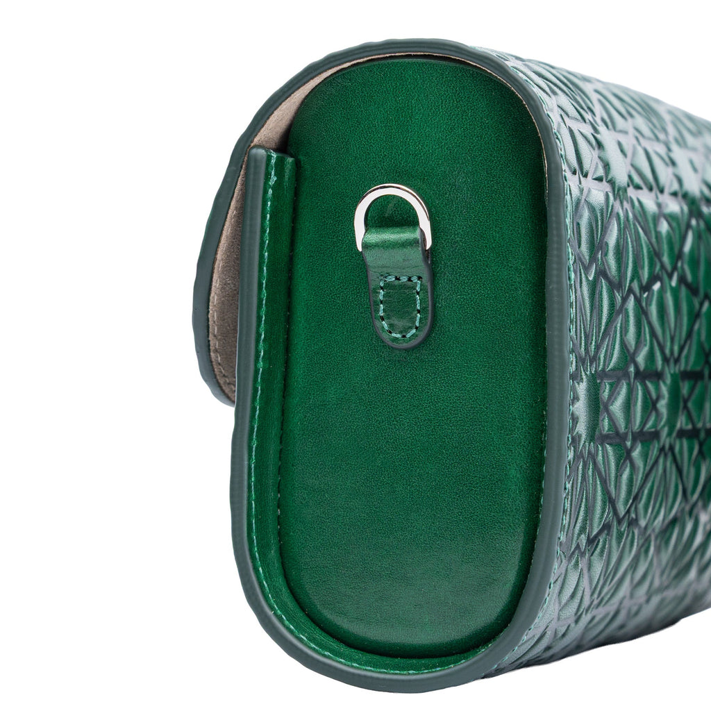 Small Embossed Leather Bag in Dark Green - Bayarcal