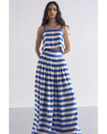 Back Knot Draped Stripe Top & Maxi Skirt Set By KYNAH, Luxury Indian Fashion & Bridal Wear
