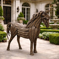 ArtZ® Solid Wood Handmade Artisan Stallion Sculpture - Dark Wood