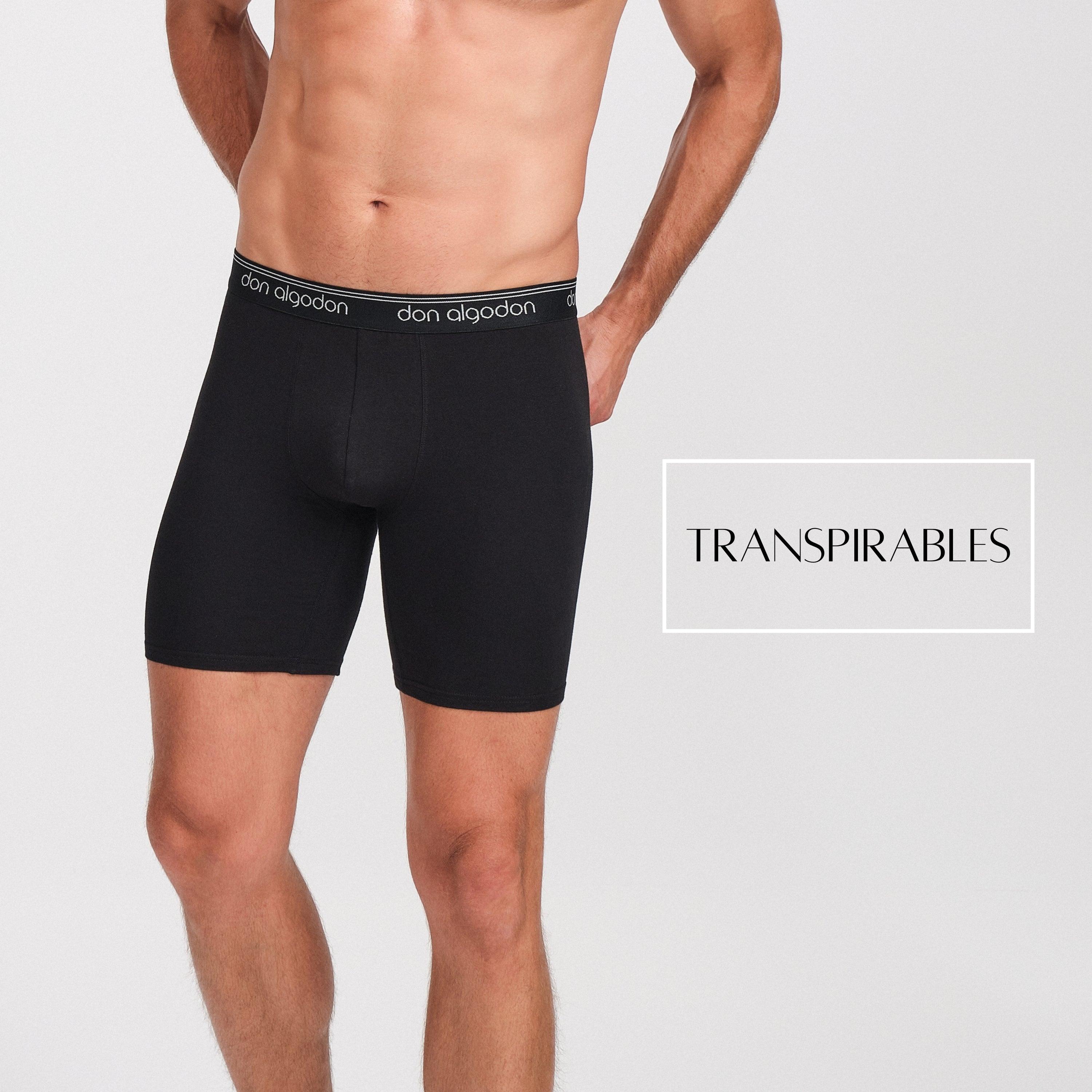 Don Algodon Premium | Pack de 4 Boxers Largos Ciclista Anti-roce Para Hombres | 95% Algodón | 4 Boxer: 2 Negros, 1 Gris Oscuro, 1 Gris Claro | Máxima Calidad