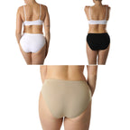 FEVI | Pack de 12 Braguitas Tiro Medio en 1 o 3 Colores Diferentes: Blanco, Negro y Beige | Talla única M-L