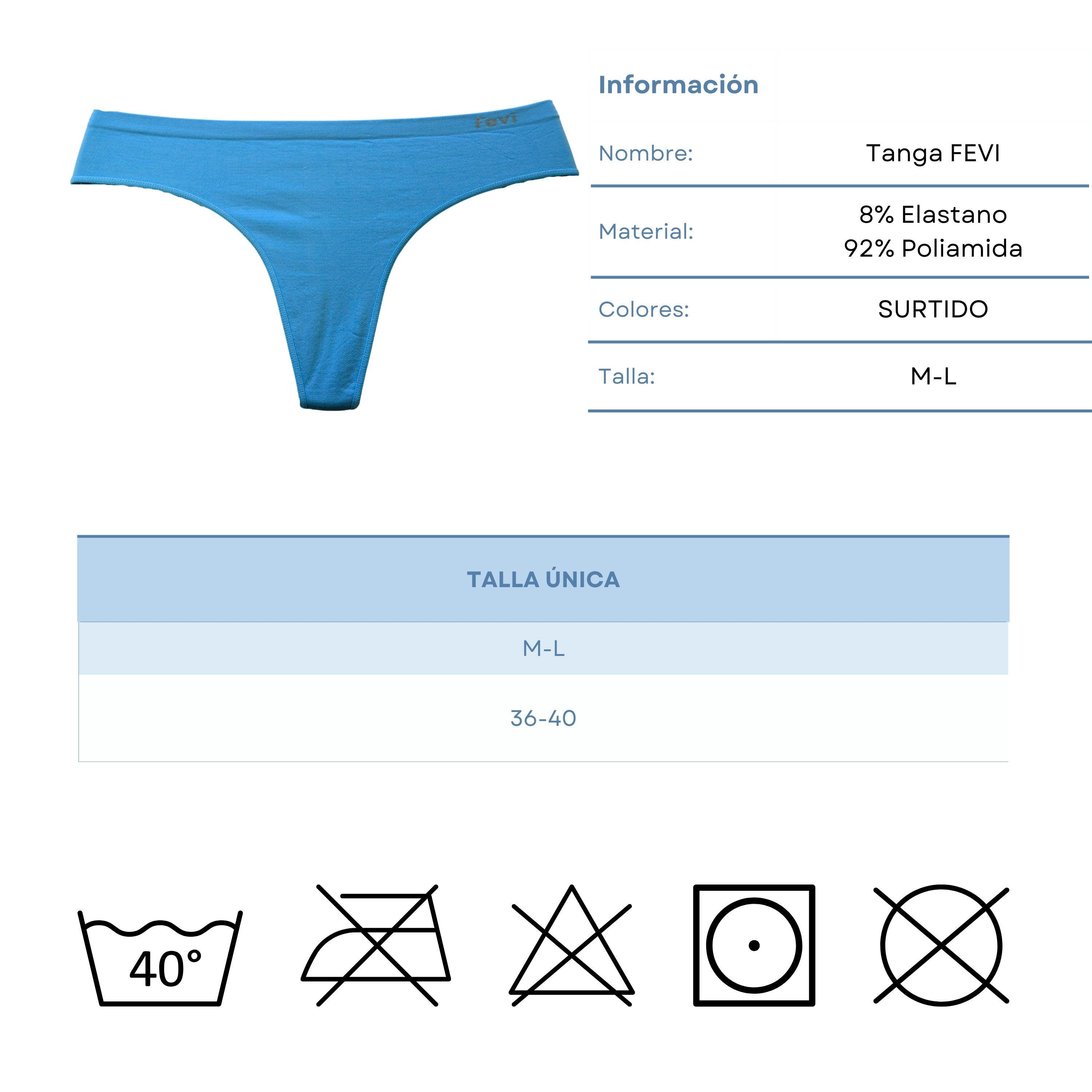 FEVI | Pack de 12 Tangas de 12 Colores| Talla Única M-L