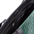 Leather Tote Bag Green and Black - Alhambra Pattern Embossed