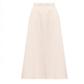 Cream Pinstriped A-Line Midi Skirt
