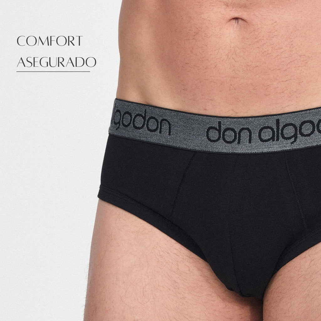Don Algodon | Pack 12 Slips Lisos Hombre | 6 Negros, 2 Marinos, 2 Grises y 2 Verdes