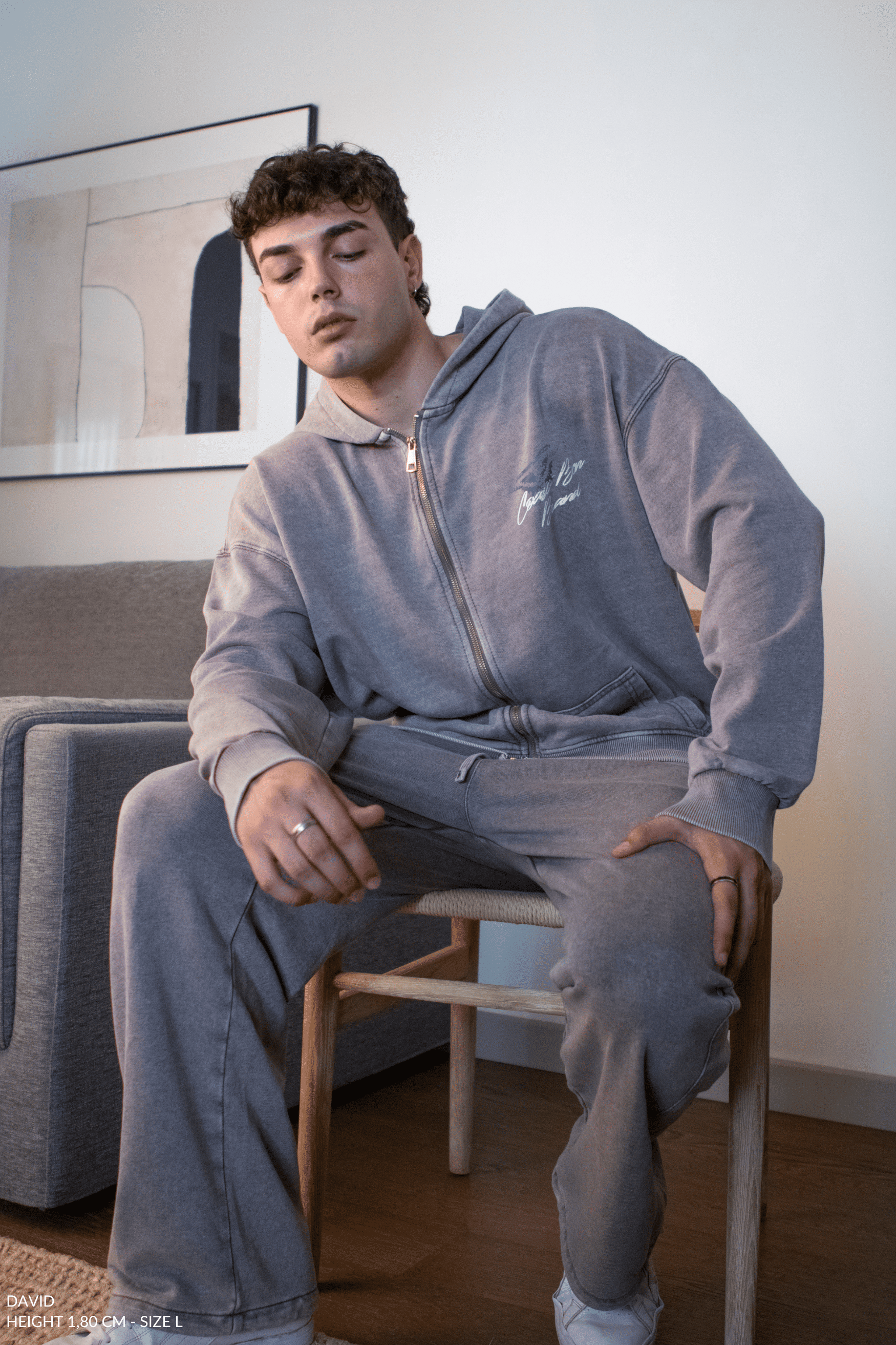 Washed Gray Wide Leg Joggers