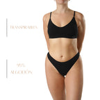 FEVI | Pack de 6 Tangas | 95% Algodón | Suaves y Transpirables | en 1 o 3 Colores: Negro, Beige, Blanco