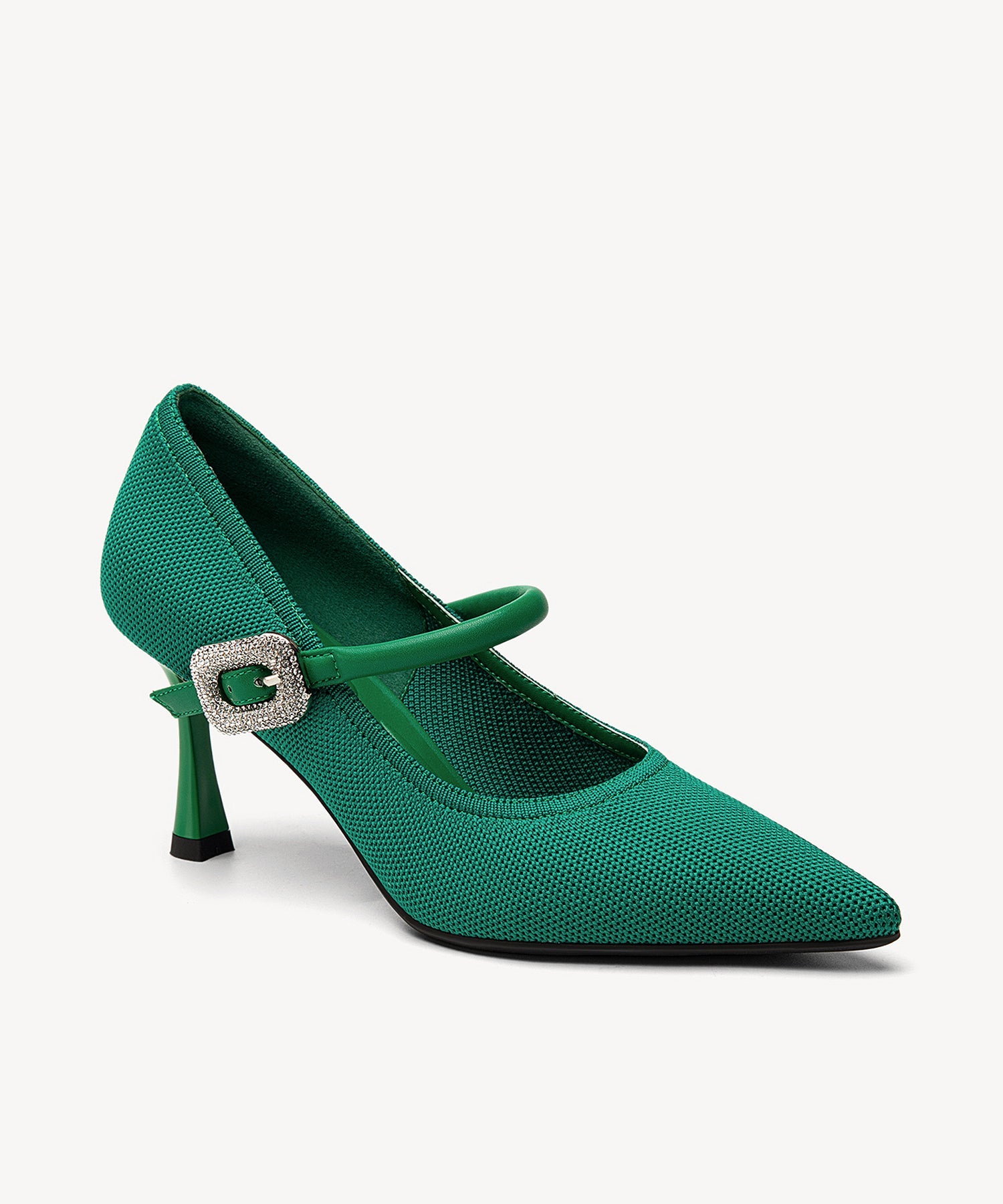 EternalPace Shimmer Buckle Pointed Toe Heeled Pump - Green / US 11 | EU 42.5 | UK 9