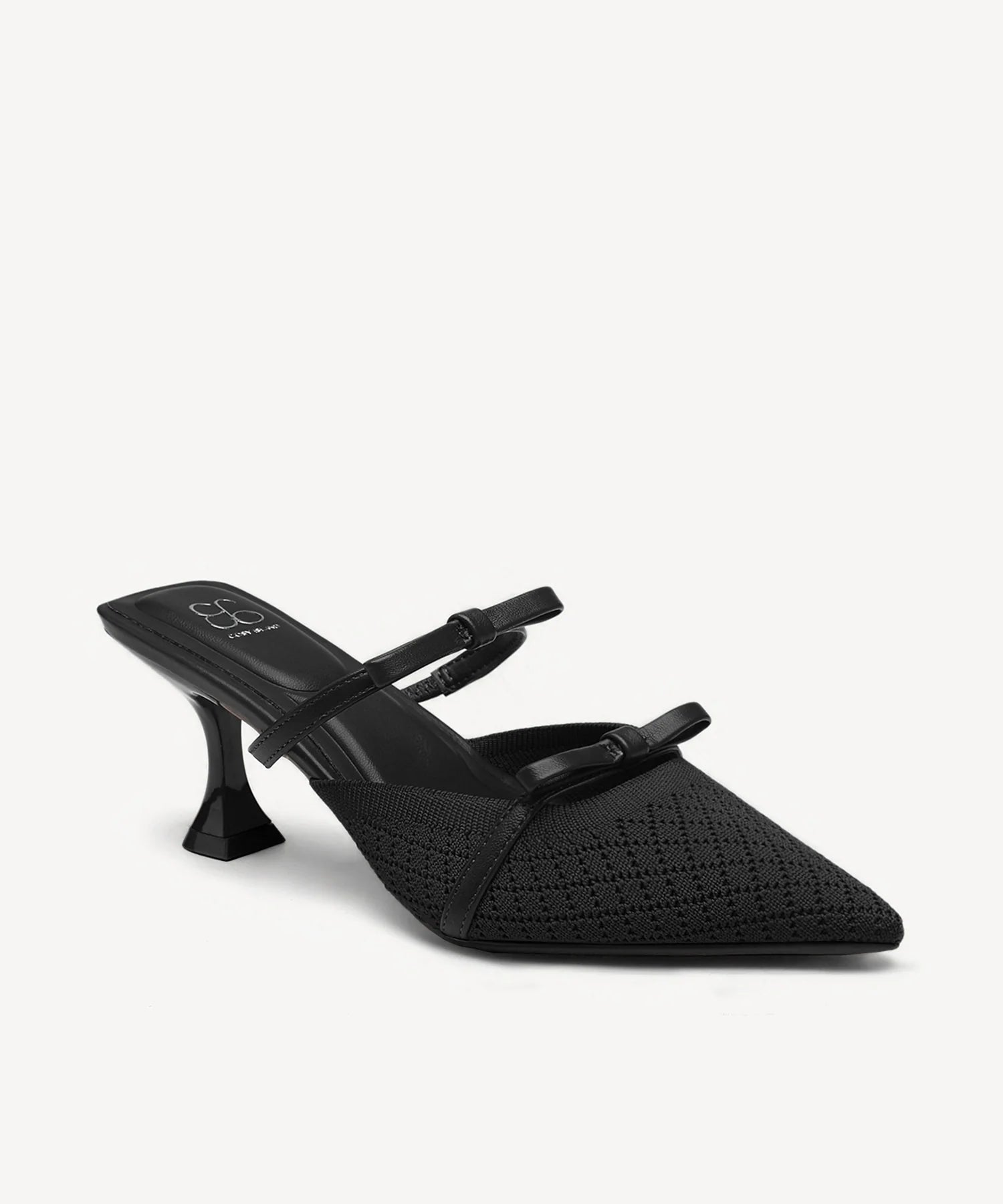 Bowtention Pointed Toe Heeled Mule - Black / US 10 | EU 41.5 | UK 8