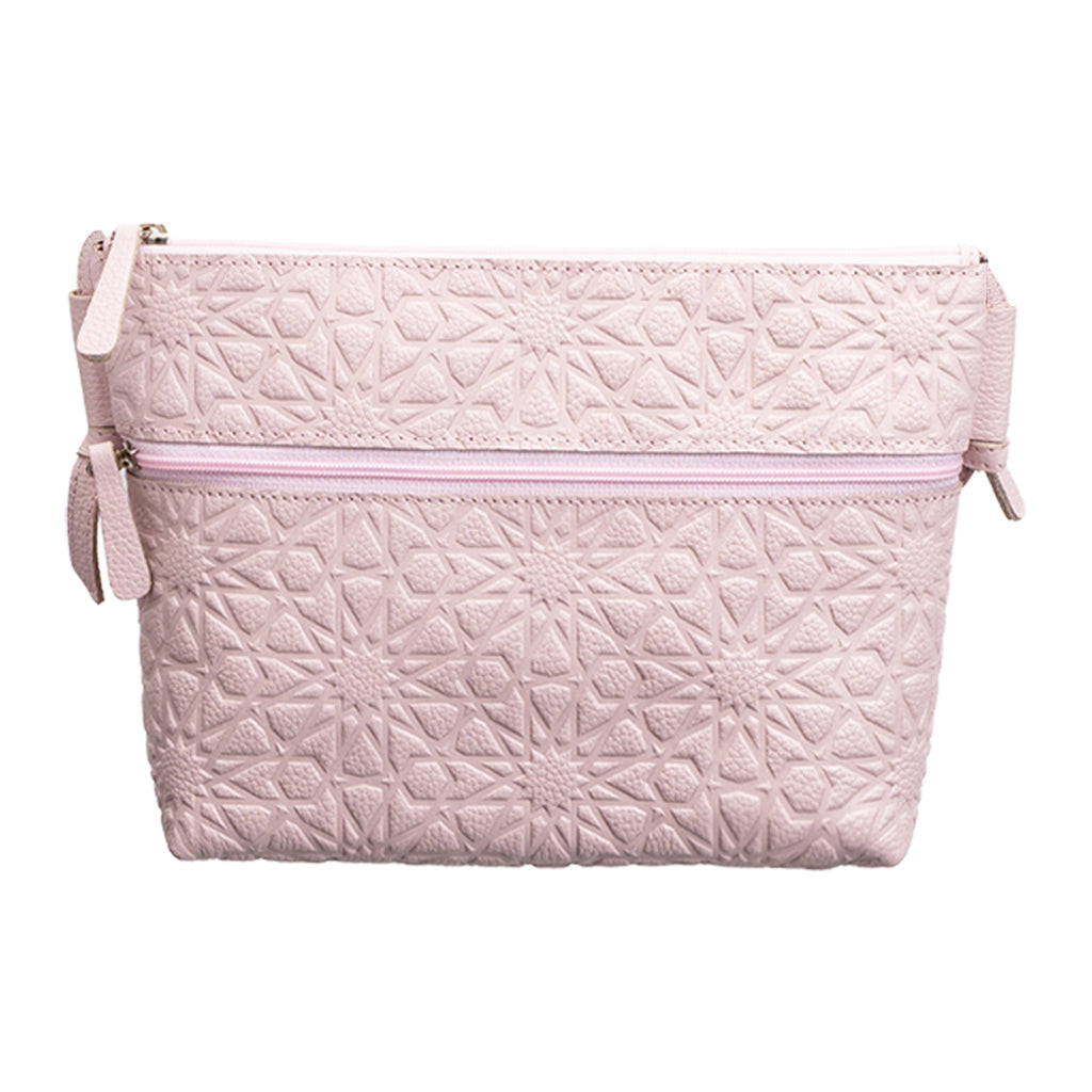 Pale Pink Embossed Crossbody Bag with Islamic Design Pattern