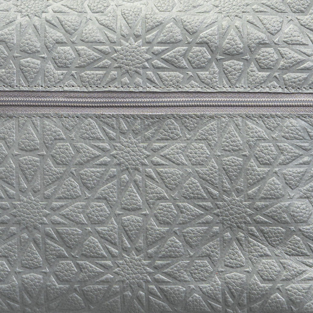 Gray Embossed Crossbody Bag with Islamic Design Pattern
