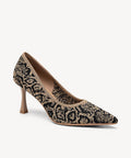 EternalPace Minimalist Stiletto Heeled Pump - Apricot Snake Print / Regular (A-C) / US 9 | EU 40 | UK 7