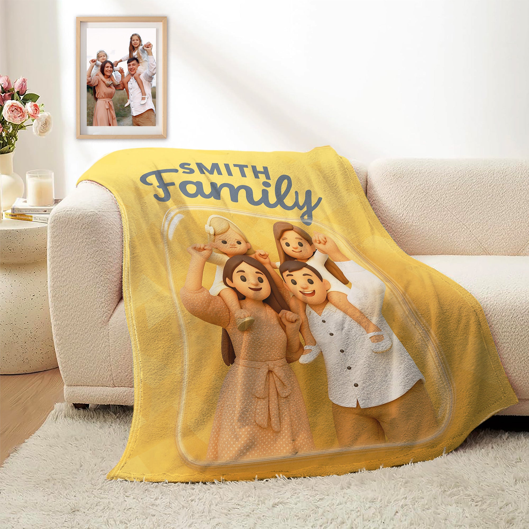 Personalizada 3D Toy Box Efecto Foto Suave manta con texto Decoración del hogar Aniversario Cumpleaños Regalo para la familia Amigos