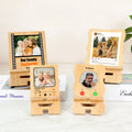 Foto Personalizada Portátil Desmontable de Bambú Teléfono Soporte para Ipad con Nombre Texto y Fecha Organizador de Escritorio Uso Diario Regalo de Cumpleaños para la Familia