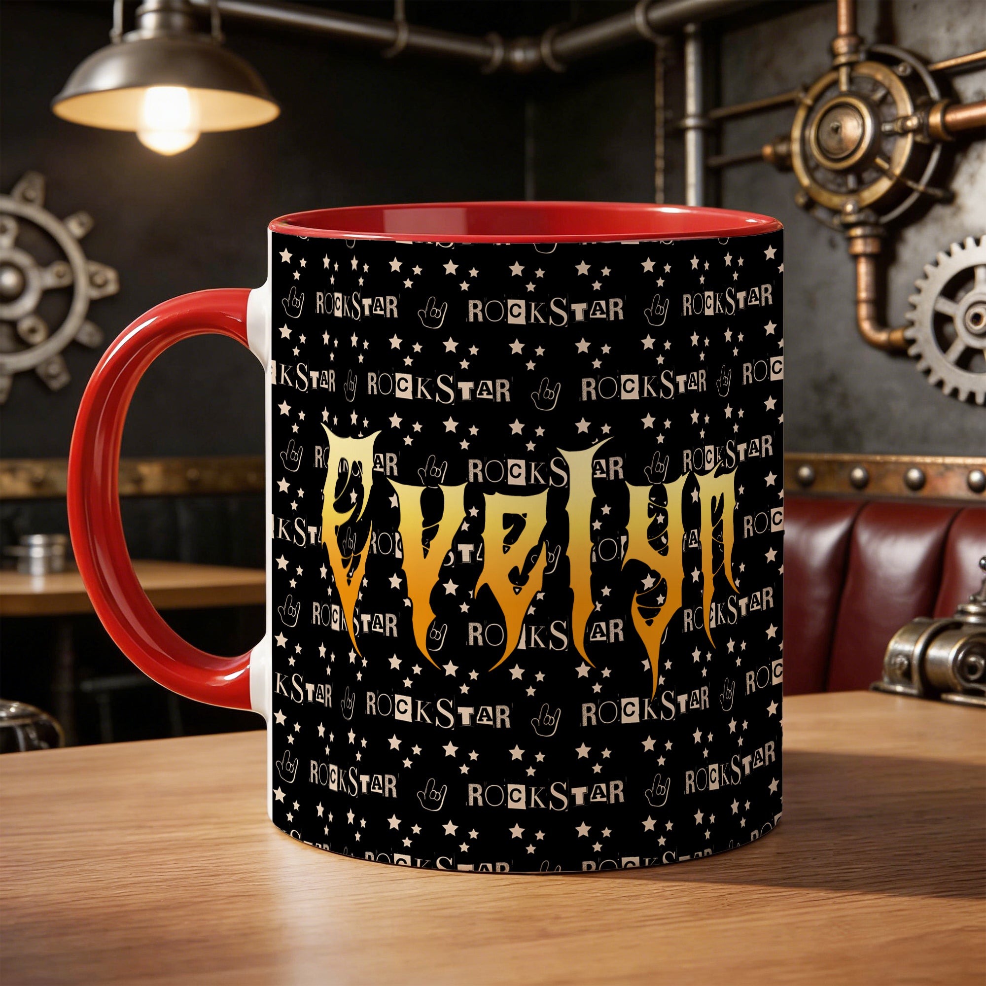 Taza de Cerámica Personalizada con Nombre Diseño Punk Metal Rock 11 oz 15 oz Regalo de Cumpleaños de Uso Diario para Amantes del Punk Rock