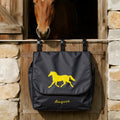 Bolsa colgante impermeable de gran capacidad con nombre Silueta de caballo personalizada Regalo ecuestre para los amantes de los caballos